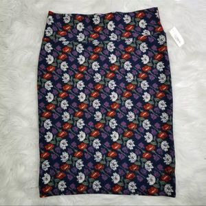 Lularoe Womens Size XL Navy Blue Floral Print Cassie Pencil Skirt New